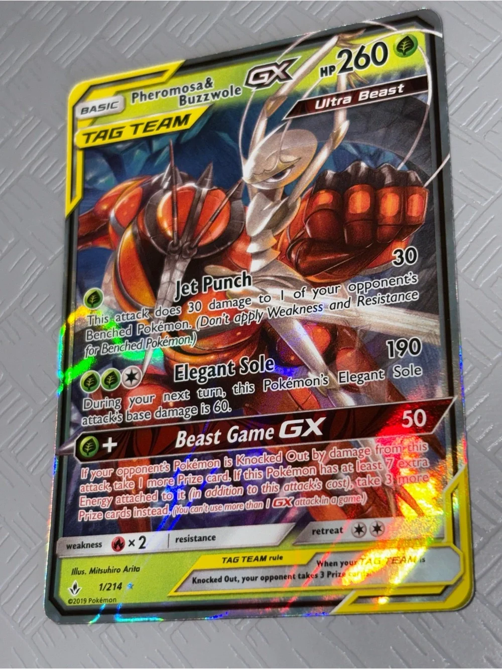 Pheromosa & Buzzwole GX 1/214 Unbroken Bonds TAG TEAM
